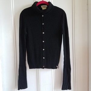 Karl Lagerfeld Twinset Turtleneck Sweater Set~Black Ribbed Wool/Cashmere Blend S